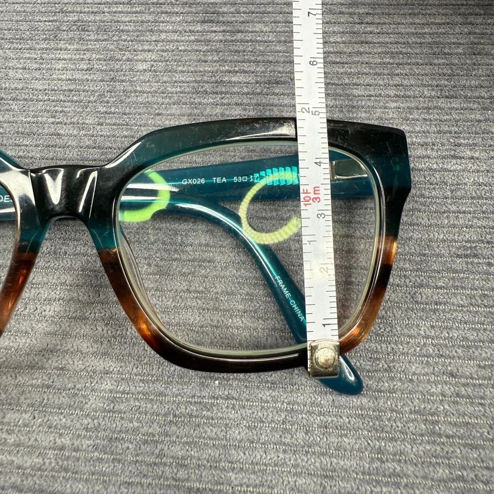vTEA Teal Brown Square Eyeglass Frames 53-17-140